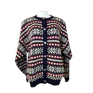 Vintage Pendleton Wool Fair Isle Nordic Cardigan Sweater XL USA Made
